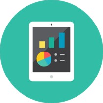 Data Analytics - Image of a tablet with colorful graphs